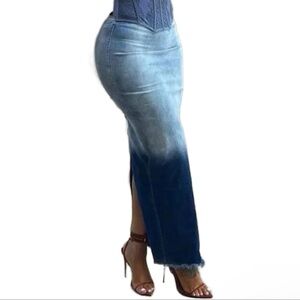 Midi denim skirt
